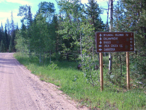 Mileage sign on NF 801 (at intersection NF 830 & 801).